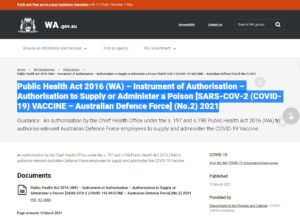 Public Health Act 2016 – Authorisation to Supply or Administer a POISON [SARS-COV-2 (COVID-19) VACCINE