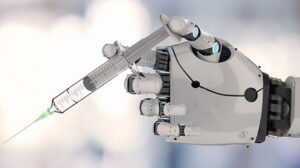 medical robot - vaccine in robotic hand