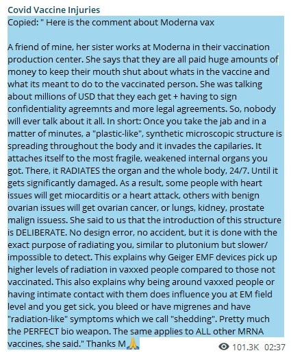 Telegram - Covid Vaccine Injuries - Email about Moderna fraud