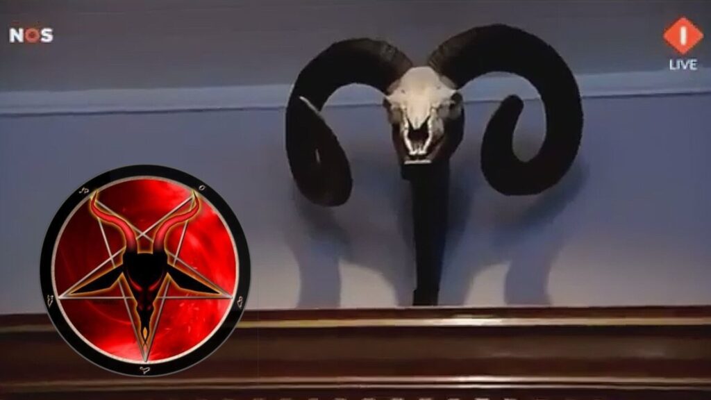 pentagram and baphomet of Mark Rutte and symbol of the Church of Satan