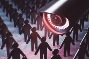 surveillance of people and social credit system and scores - one eye