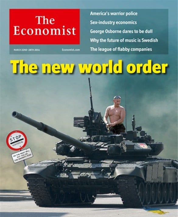 The Economist cover 2014 - The New World Order - Putin riding on a tank