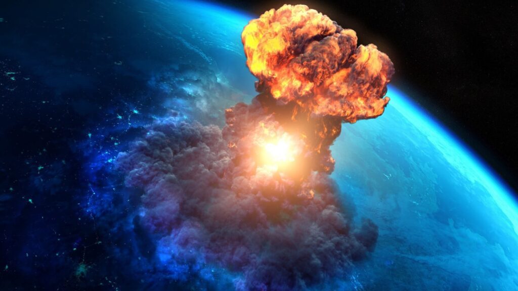 Apocalypse endtimes nuclear explosion mushroom fire from heaven