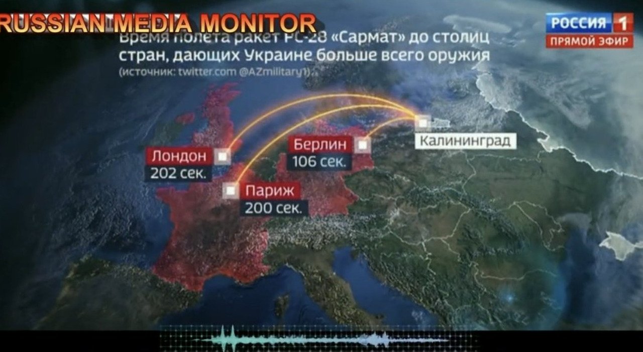 Russian state television simulation Nuclear attack in Berlin, Paris, London
