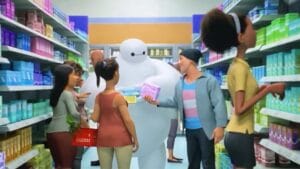 New Disney+ series Baymax! brainwashes children showing a trans man buying period pads