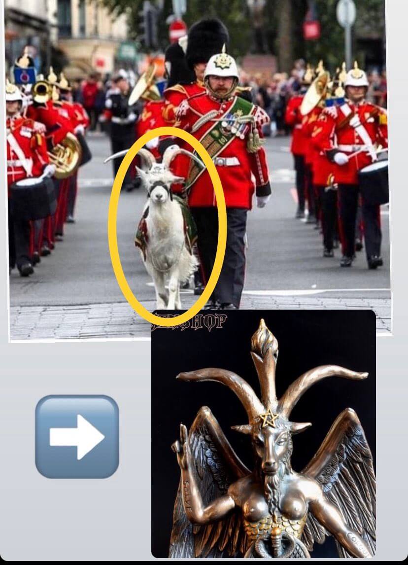 Goat leading the Queen's funeral procession - Baphomet worship in plain sight