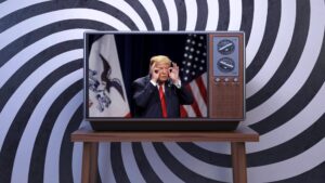 Tel-LIE-vision television TV with Donald Trump 666