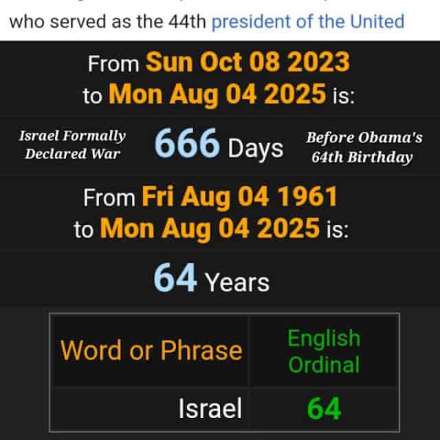 Israel Formally Declared War 666 Days Before Obama's 64th Birthday