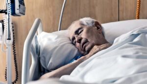 older man in nursing home with breathing problems