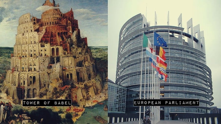 Tower of Babel and European Parliament - Profetisch - geest van Babel