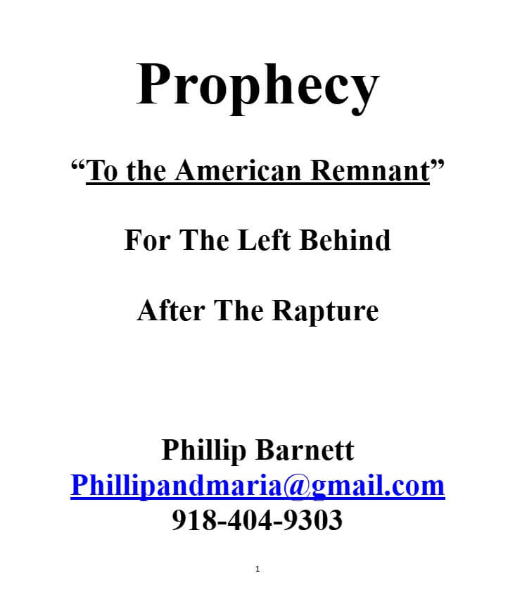 Prophecy To The American Remnant FINAL - Pastor Phillip Barnett COVER - Eindtijdnieuws.com Prophecy 'To The American Remnant' FINAL - Pastor Phillip Barnett COVER