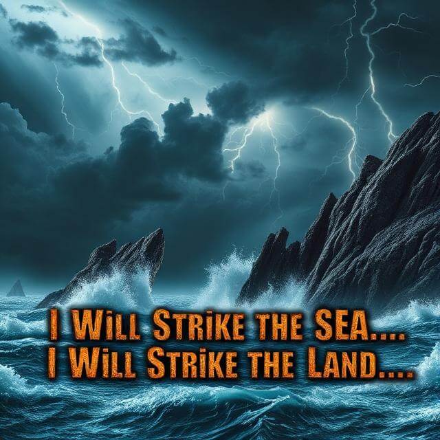 I will strike the sea, I will strike the land... with text - Ik zal zee en land treffen